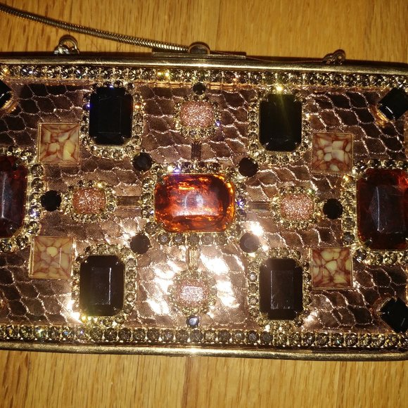 Moo Roo Purse Brown Tycoon Swarovski Crystal Gems - Picture 2 of 6